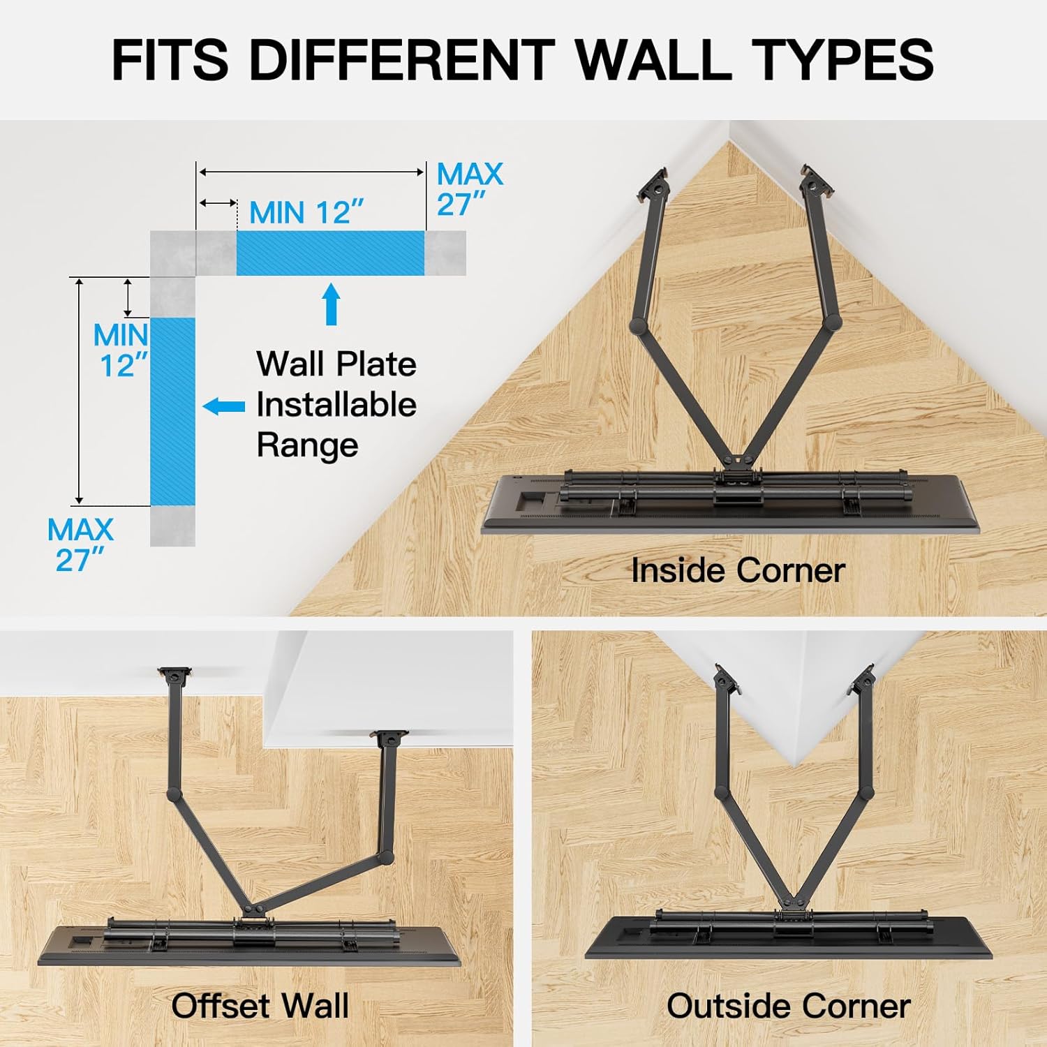 Full Motion Corner TV Wall Mount For 37