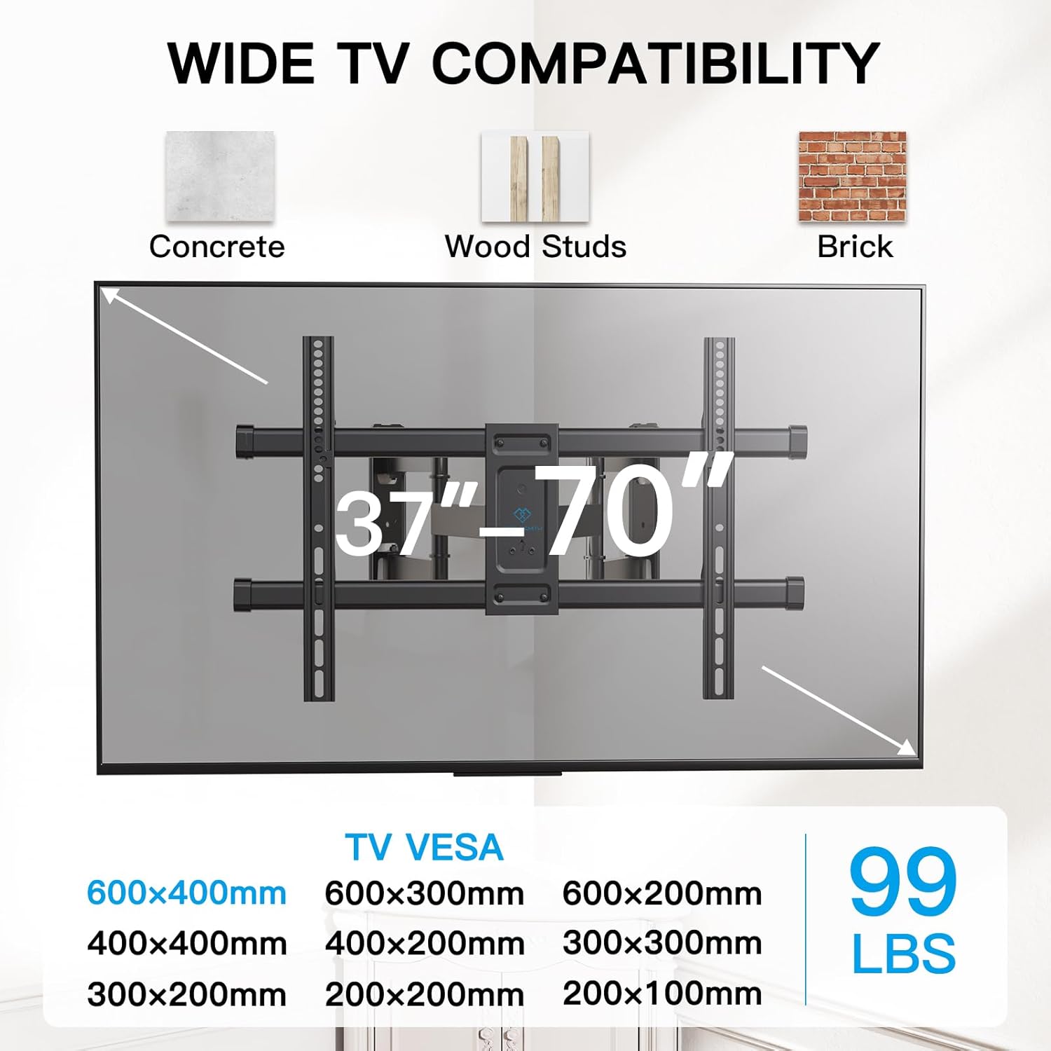 Full Motion Corner TV Wall Mount For 37