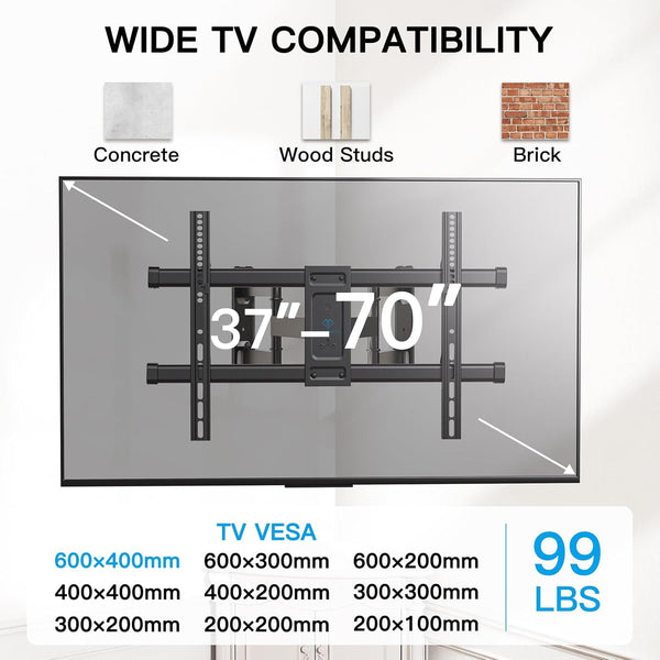 Full Motion Corner TV Wall Mount For 37" To 70" TVs