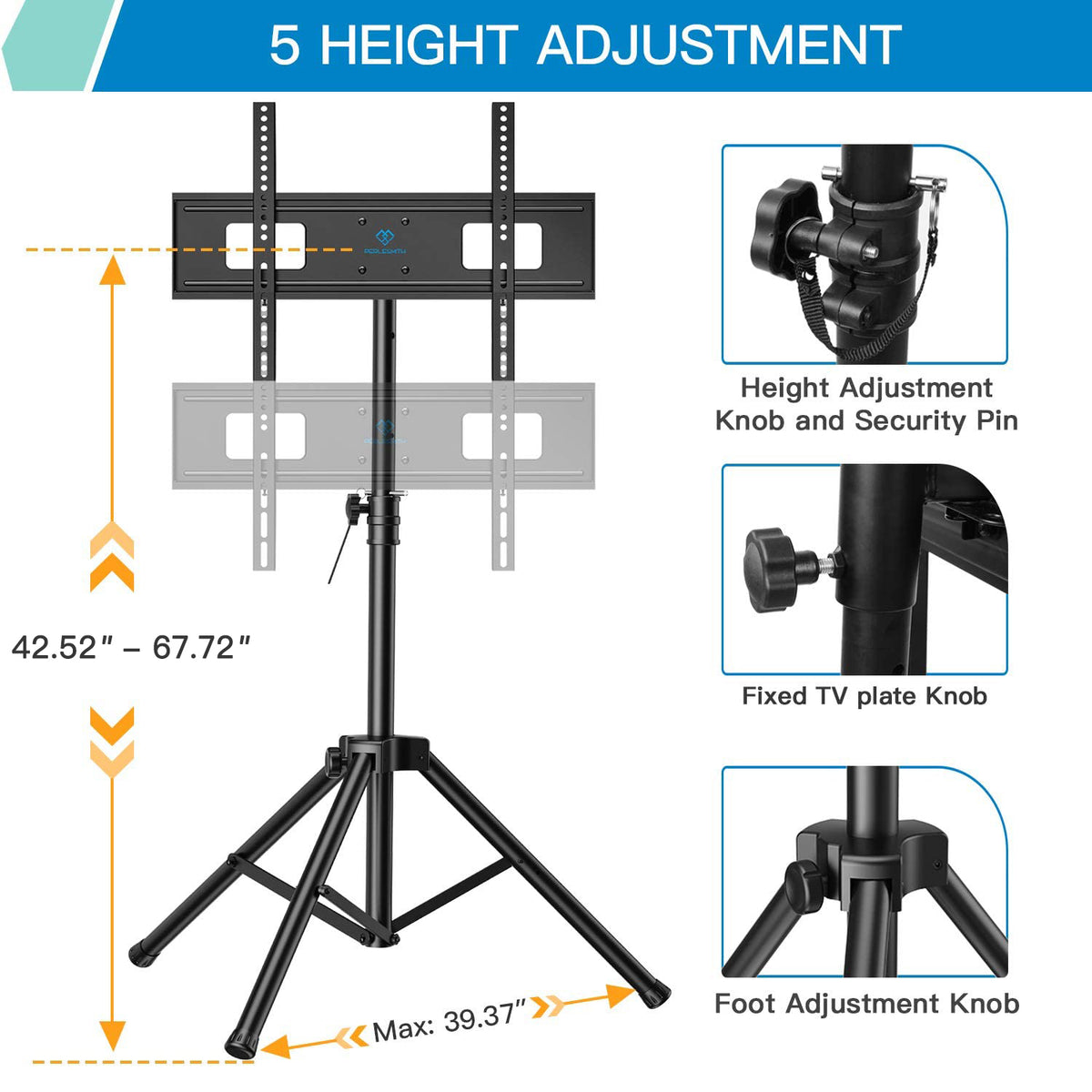 Portable Tripod TV Stand For 37